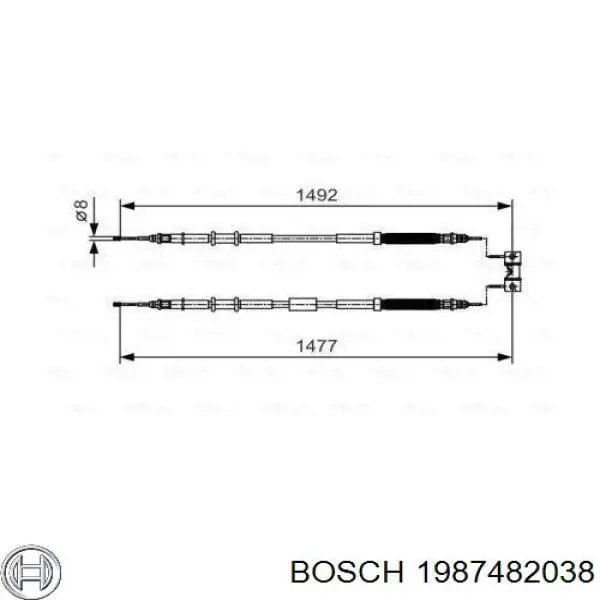 Задний трос ручника 1987482038 Bosch