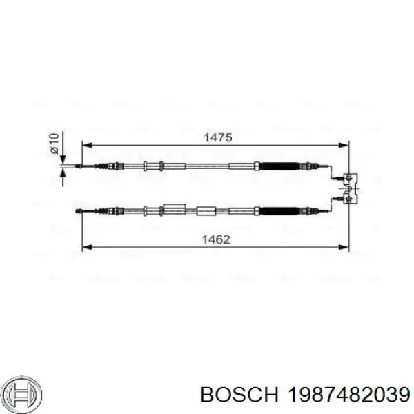 Задний трос ручника 1987482039 Bosch