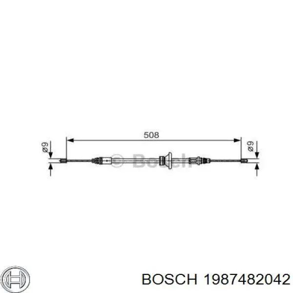 1987482042 Bosch трос ручного тормоза передний