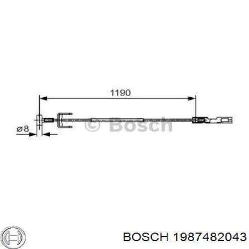 Трос ручного тормоза промежуточный Bosch 1987482043