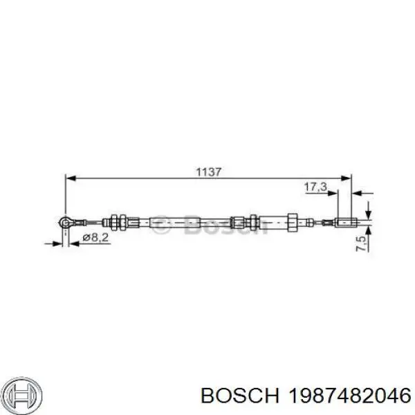 1987482046 Bosch трос ручного тормоза передний