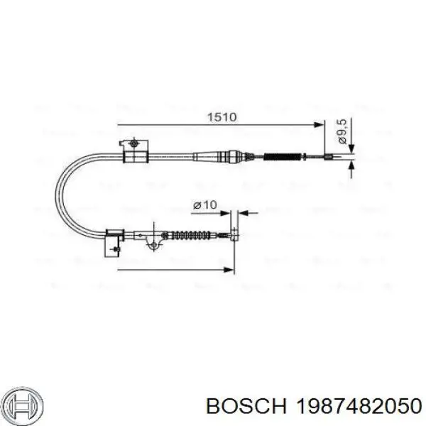 1987482050 Bosch трос ручного тормоза задний левый