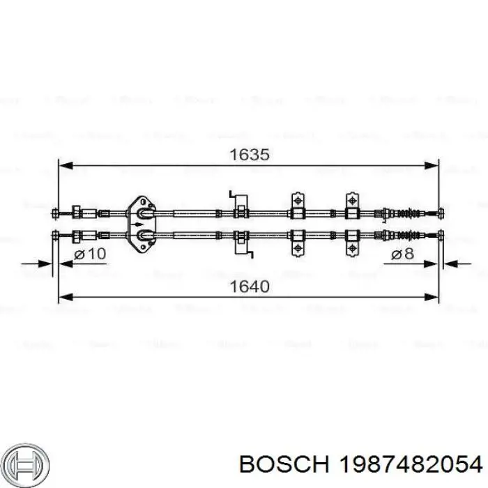 1987482054 Bosch Трос ручного тормоза задний правый/левый