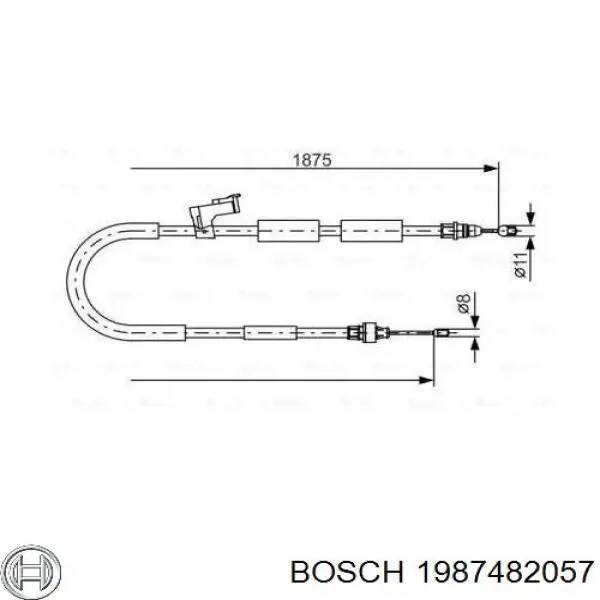 Трос стояночного тормоза задний правый Bosch 1987482057 цена, от 19.91 USD