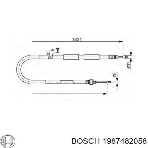 Трос ручного тормоза задний Bosch 1987482058 цена, от 23.02 USD