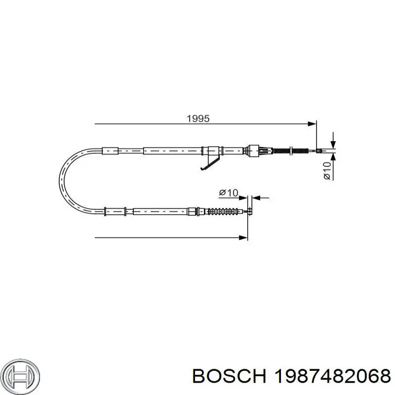 Трос ручного тормоза задний Bosch 1987482068 цена, от 19.96 USD