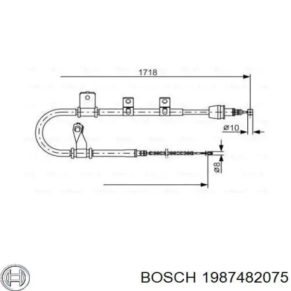 Трос стояночного тормоза задний правый Bosch 1987482075 цена, от 28.47 USD