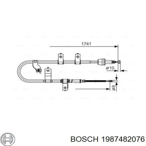 1987482076 Bosch трос ручного тормоза задний левый