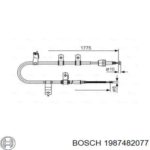 1987482077 Bosch трос ручного тормоза задний правый