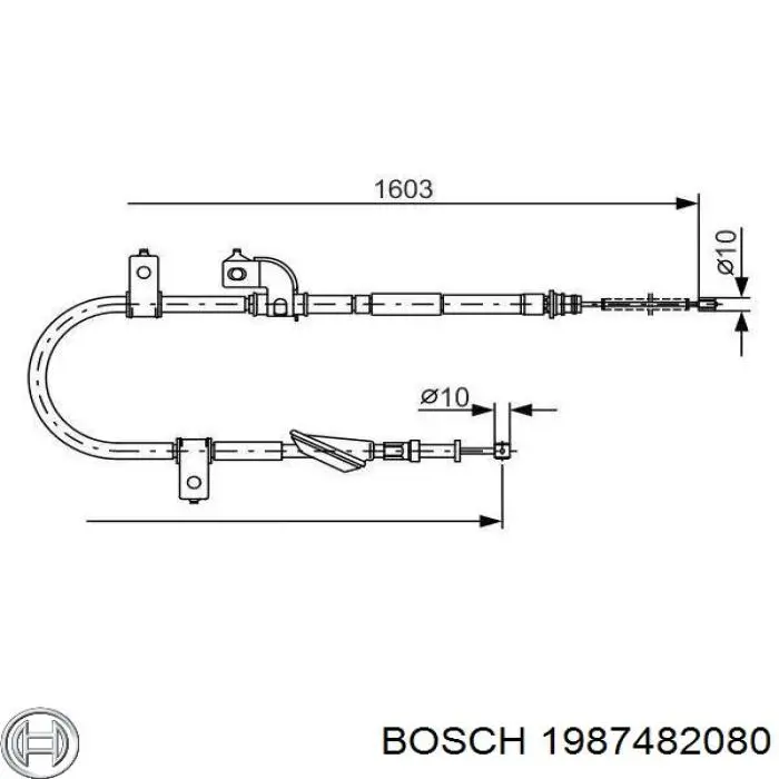 Задний правый трос ручника 1987482080 Bosch