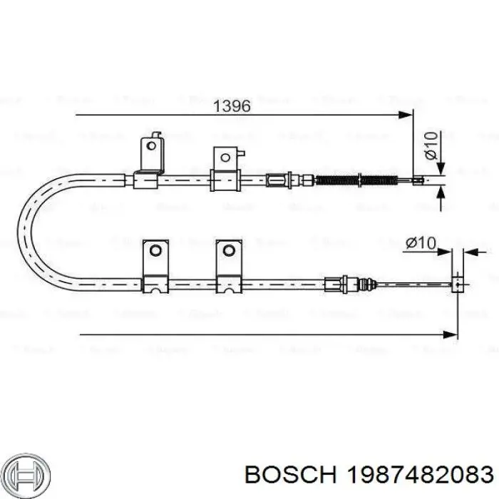 Трос ручного тормоза задний правый Bosch 1987482083