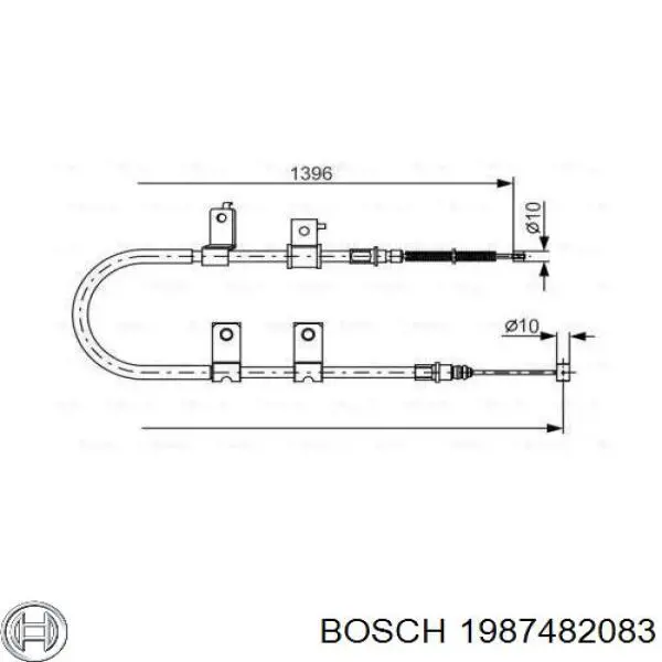Cable de freno de mano trasero derecho 1987482083 Bosch