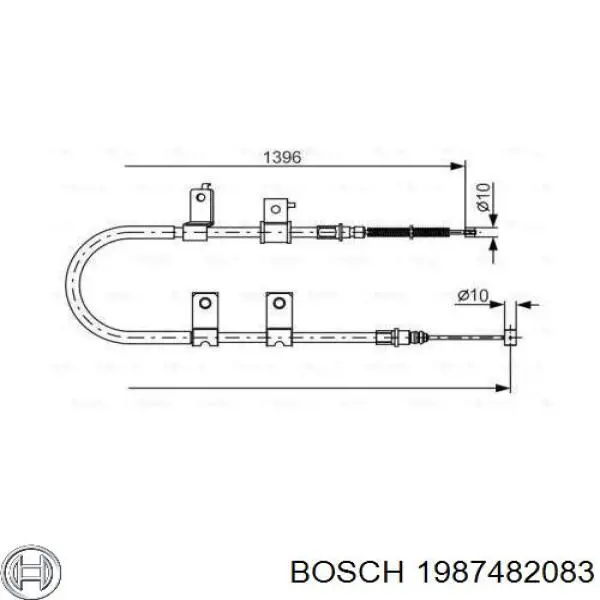 Трос ручного гальма задній, правий 1987482083 Bosch