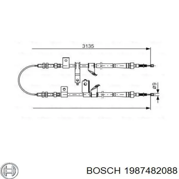 Задний трос ручника 1987482088 Bosch