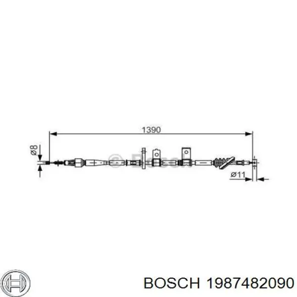 1987482090 Bosch трос ручного тормоза задний правый