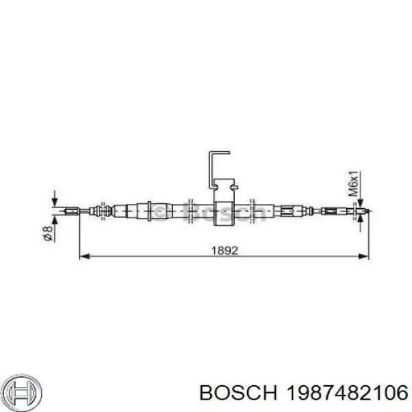 1987482106 Bosch трос ручного тормоза задний правый
