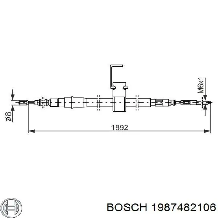 Cable de freno de mano trasero derecho 1987482106 Bosch