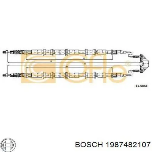 Задний трос ручника Bosch 1987482107 цена, от 44.54 USD