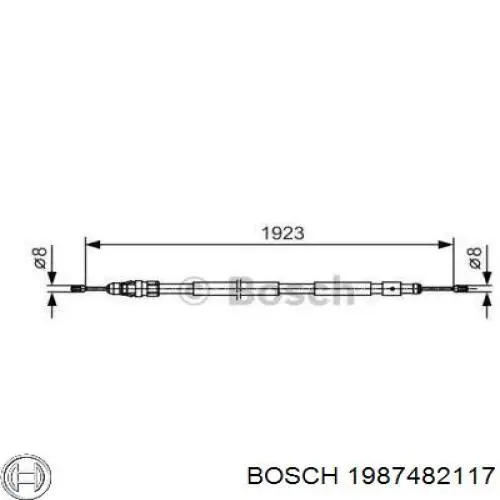 Купить 1987482117 Bosch Задний правый трос ручника