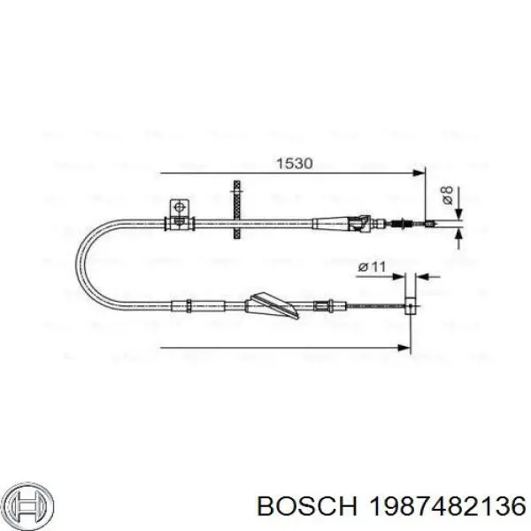 1987482136 Bosch трос ручного тормоза задний правый