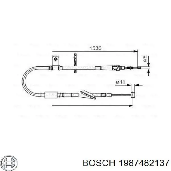 1987482137 Bosch трос ручного тормоза задний левый