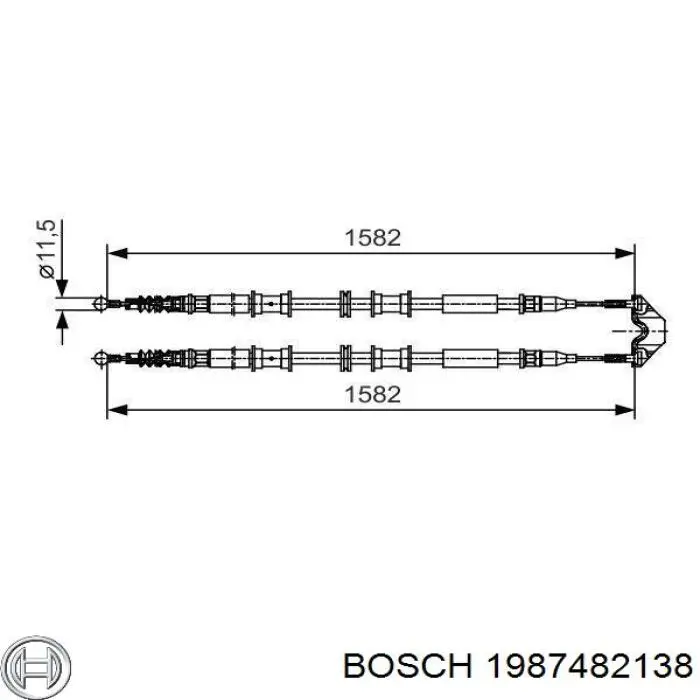 Задний трос ручника 1987482138 Bosch