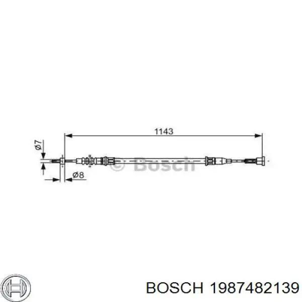1987482139 Bosch трос ручного тормоза задний правый