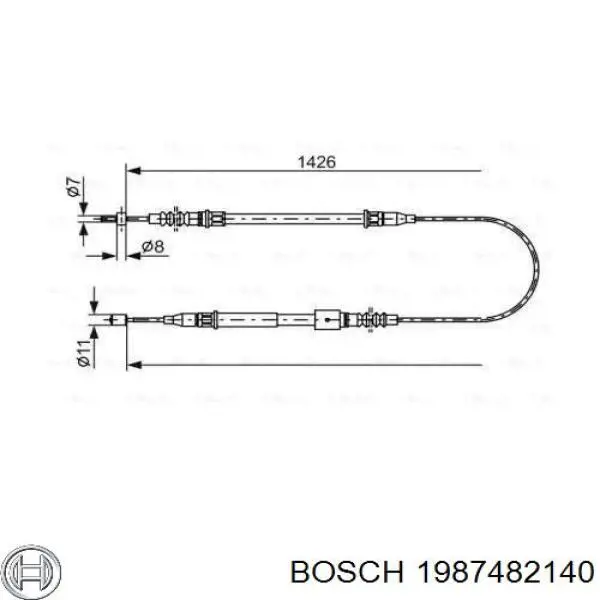 1987482140 Bosch трос ручного тормоза задний левый