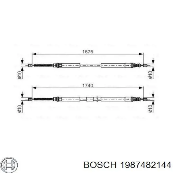 1987482144 Bosch трос ручного тормоза задний правый/левый