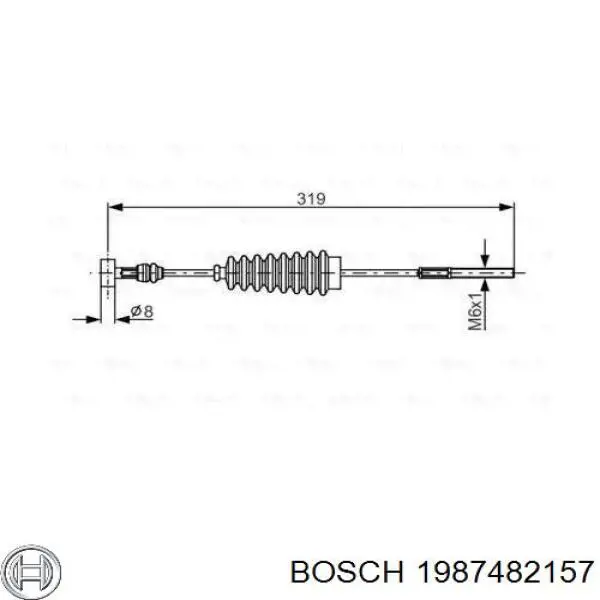 1987482157 Bosch трос ручного тормоза передний