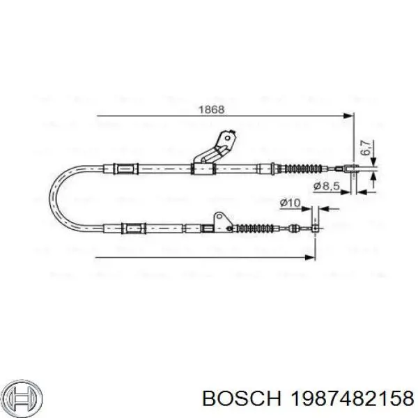 1987482158 Bosch трос ручного тормоза задний левый