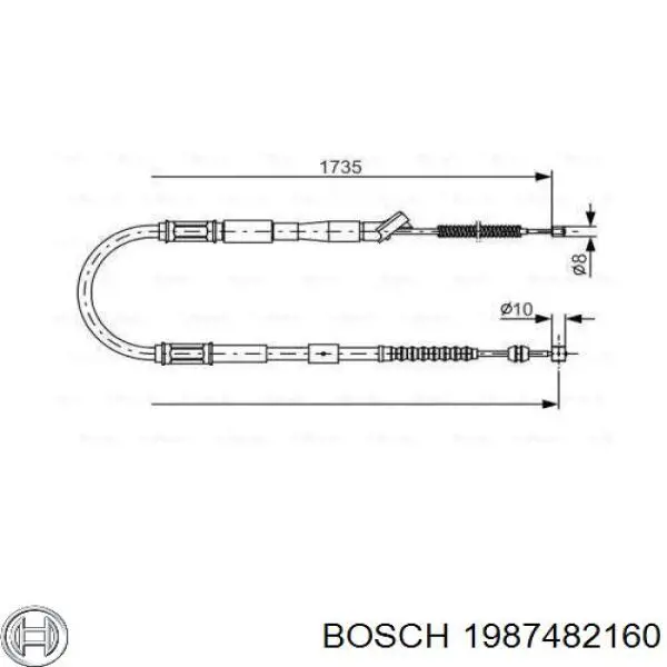 Задний правый трос ручника 1987482160 Bosch