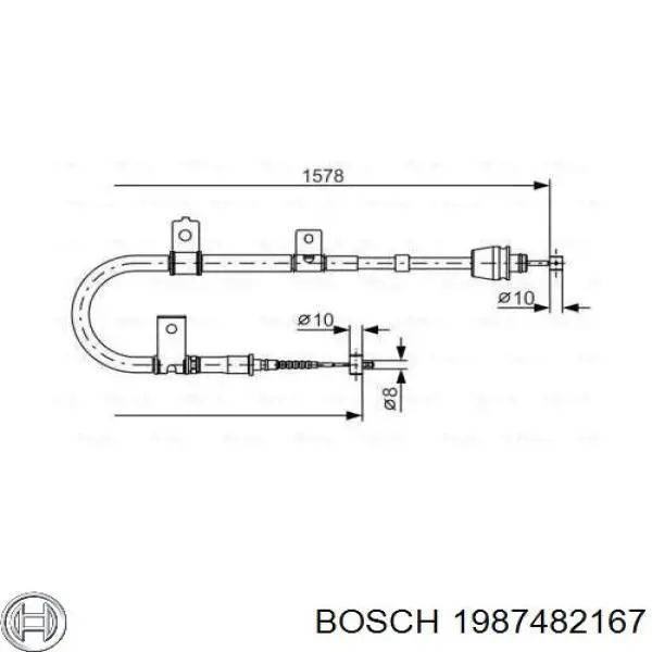 1987482167 Bosch трос ручного тормоза задний правый