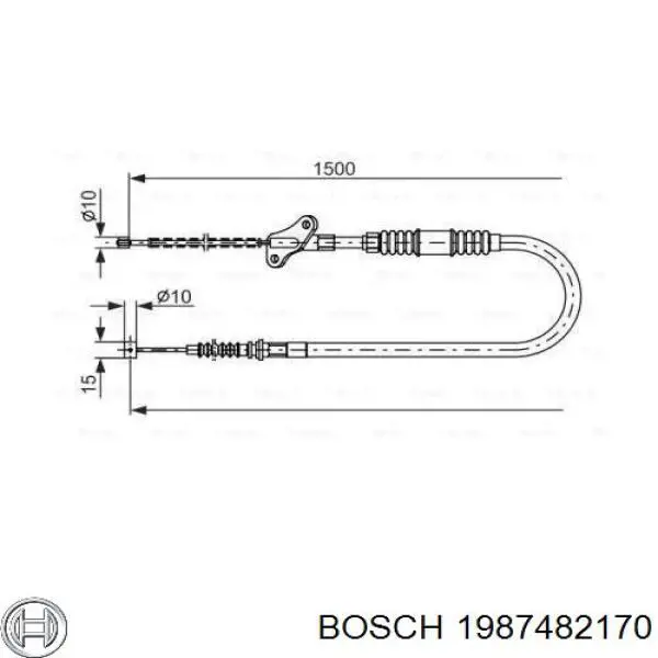 Задний правый трос ручника 1987482170 Bosch