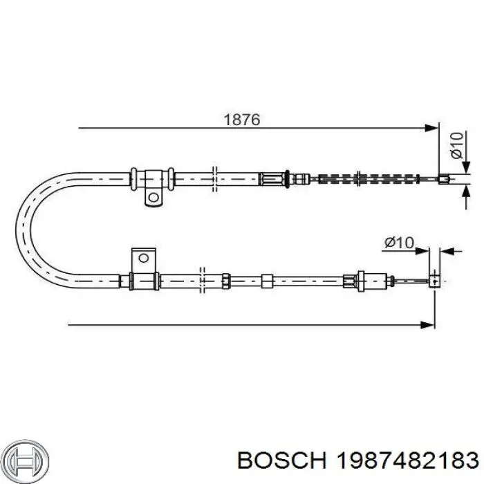 1987482183 Bosch Трос ручного тормоза задний, правый