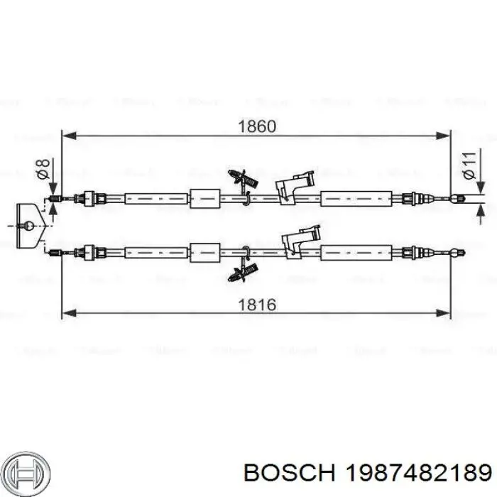 1987482189 Bosch трос ручного тормоза задний правый/левый