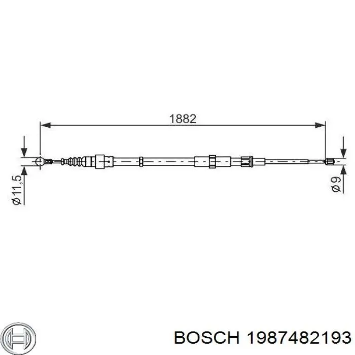 Задний трос ручника 1987482193 Bosch