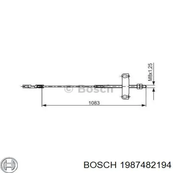 Трос ручного тормоза промежуточный Bosch 1987482194