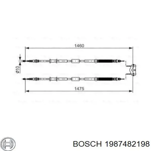 Задний трос ручника 1987482198 Bosch