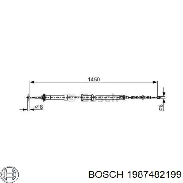 1987482199 Bosch трос ручного тормоза задний правый