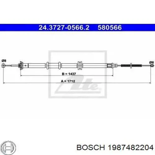 Купить 1987482204 Bosch Трос стояночного тормоза задний левый