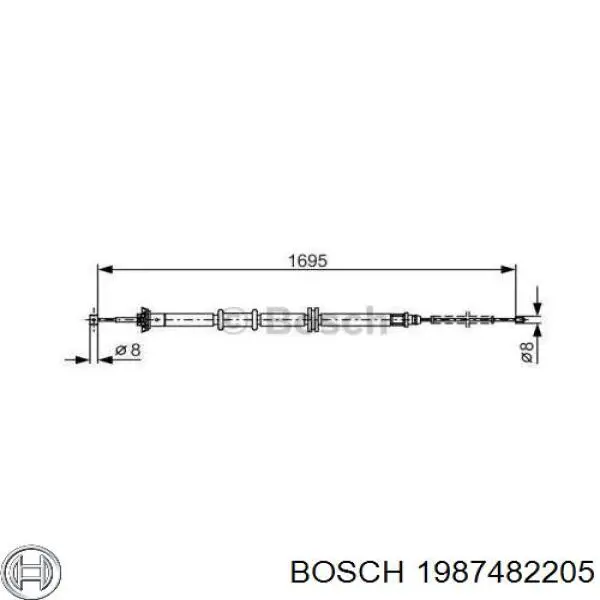 1987482205 Bosch трос ручного тормоза задний правый