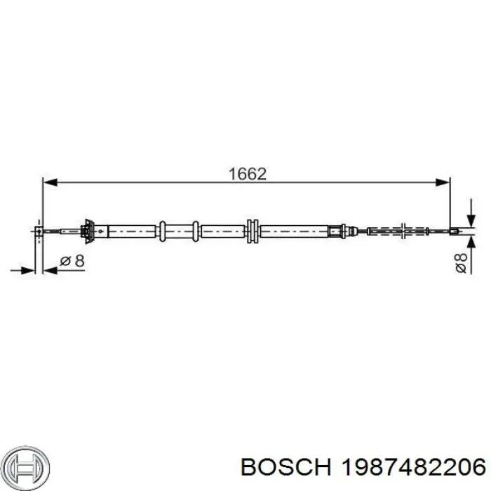 1987482206 Bosch трос ручного тормоза задний левый
