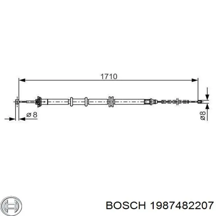 1987482207 Bosch трос ручного тормоза задний правый