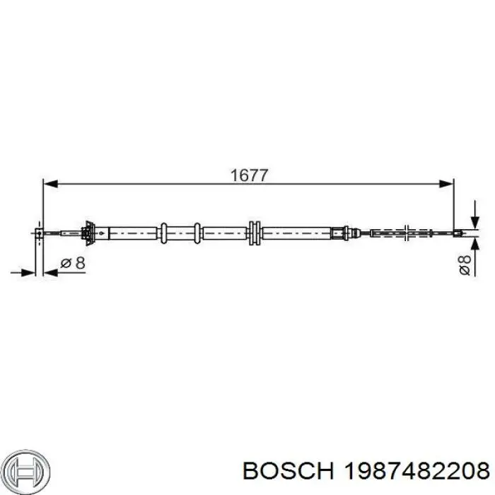 Трос ручного гальма задній, лівий 1987482208 Bosch