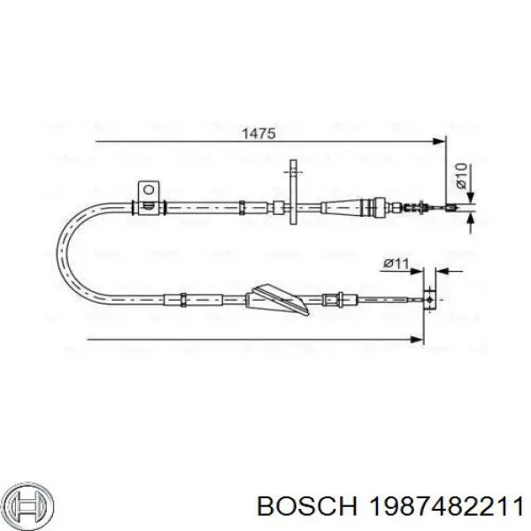 Задний правый трос ручника 1987482211 Bosch