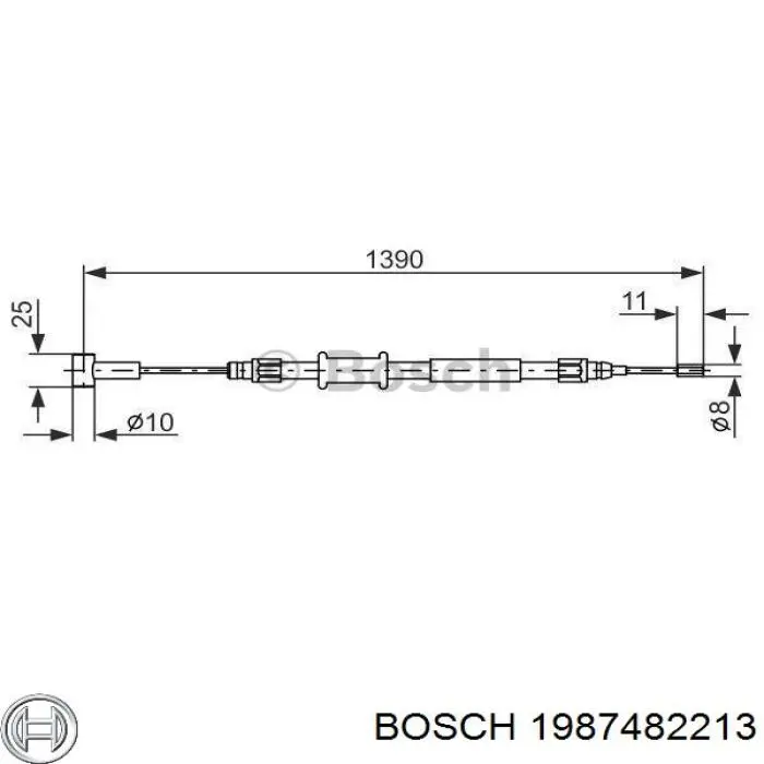 1987482213 Bosch Трос ручного тормоза задний правый/левый