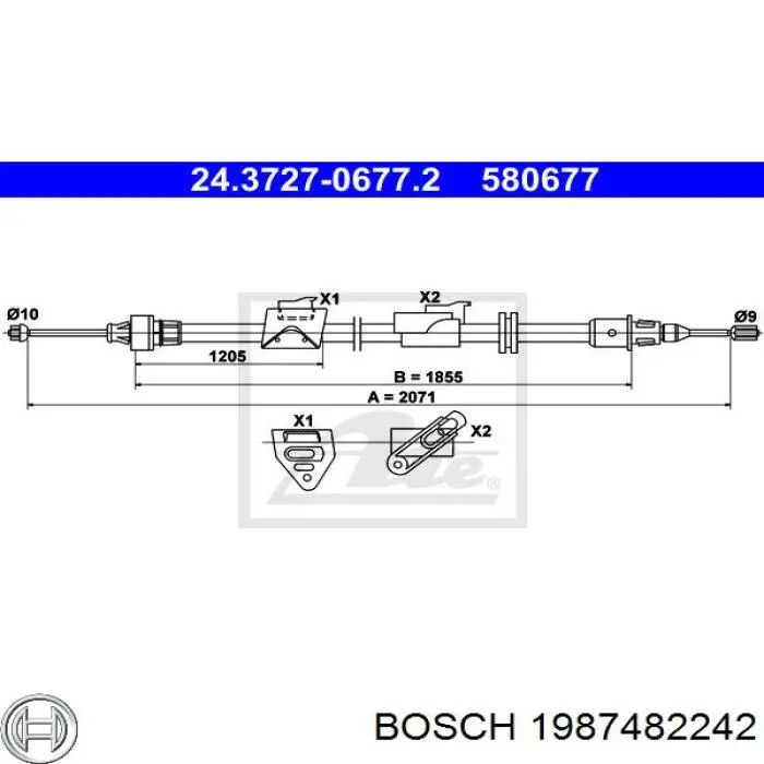 Купить 1987482242 Bosch Задний правый трос ручника