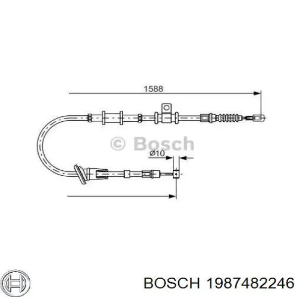 Трос ручного тормоза задний правый Bosch 1987482246