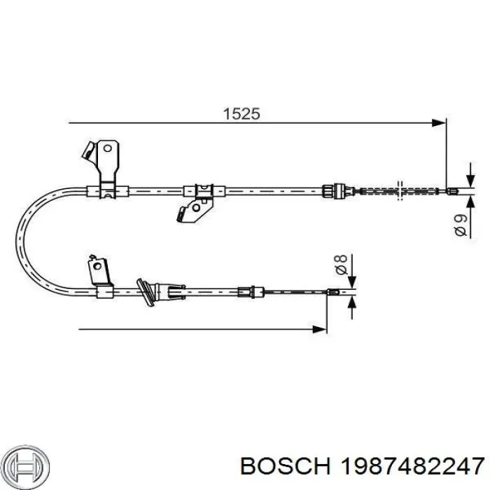 Трос ручного тормоза задний левый Bosch 1987482247